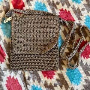 The Sak brown crocheted cross body